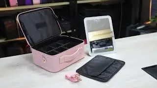 Travel Makeup Bag Case with Led Light Mirror