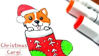 Drawing Corgi in Christmas Stocking 🎄