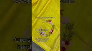 Linen silk Yellow saree || fench knot hand embroidered saree || #viral #handloomsaree #linen #silk