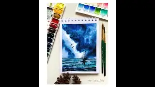 How To Paint Ocean Hurricane || Storm || Watercolour Painting Tutorials
