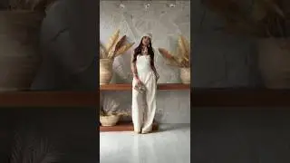 Boho Neutral Outfit 2025 🤍 | Crochet Headscarf & Wide-Leg Pants Look | Coastal Chic Style #fashion