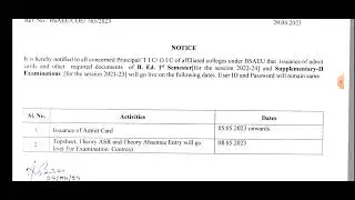 B.Ed 1st Semester Admit Card || How to download ? || what is Topsheet and theory ASR?