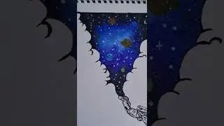 Acrylic galaxy using sponge| Art by Indhu #shorts #galaxypainting  #acrylicpaintingtechniques