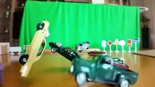 Diecast cars in slow motion