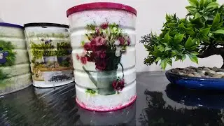 Diy *TIN CAN* craft| Decoupage on tin can | Craft Recycling Ideas 💡