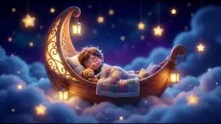 Moonboat Drift 🌜 | Gentle Bedtime Lullaby for Kids | Soft Sleep Music with Piano & Glockenspiel