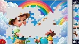 Garden Buddies under a Rainbow 🌈#kids #rainbow #garden #fun @puzzlemaster1034