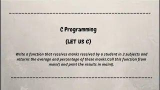 Write a function that receive marks in 3 subjects and returns the average and percentage || Let us c