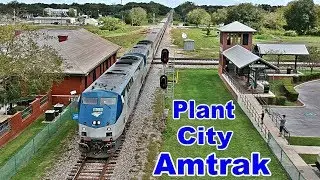 Amtrak P091 passes Plant City Viewing Platform! (Drone Video)