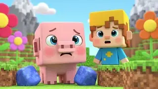 Minecraft Tiny Pig se qued&oacute; atrapado en el cubo 🐷 | Canci&oacute;n divertida para ni&ntilde;os