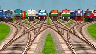 8 Trains Crossing Bumpy Curved Railroad Tracks in Indian Train Simulator Gameplay 😱 | railworks 3 