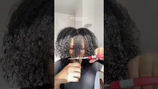 Casually giving myself curly bangs🙃🤭 #curlybangs #cutmyhair #curlyhairtransformation