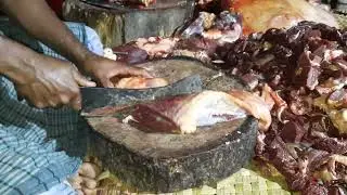 Fastest beef cutting skills by traditional butcher