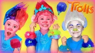 Hasbro Trolls Hair Huggers! Poppy and Guy Diamond Makeup and Hair Makeover