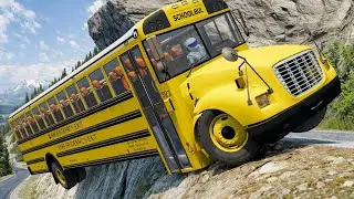 School Bus On Dangerous Cliff Road 💥😱| BeamNG.drive#10 