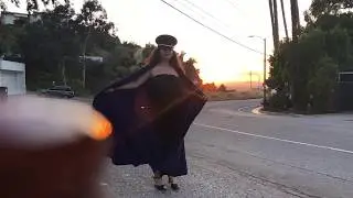 Blue velvet cape on Mulholland Drive slo mo