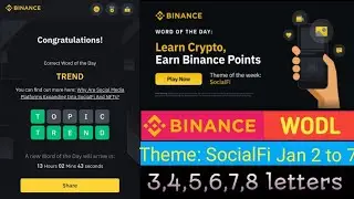 Binance Crypto WODL || Theme:SocialFi January 2 to 7 || Word Of The Day || Binance WOTD