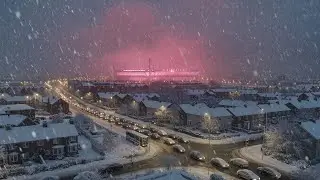 ❄️🌸Birmingham Pink Sky Turns Night Unreal as Snowstorm Paralyzes the UK!