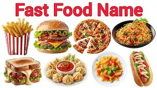 Fast Food Names for Kids 🍕🍔 | 10 Fast Food Name in Hindi & English | Kids Learning Video