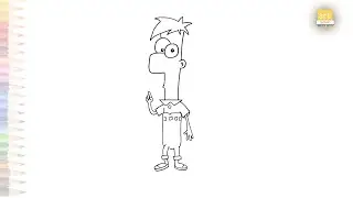 Ferb Fletcher drawing from Phineas and Ferb | Cartoon drawings | How to draw Ferb Fletcher simply