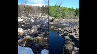 Grandfather Falls Side-by-side. April 15th vs July 5th.
