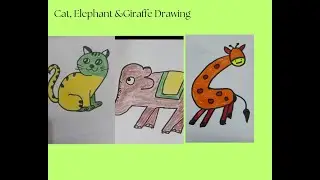 How to draw Cat, Elephant & Giraffe