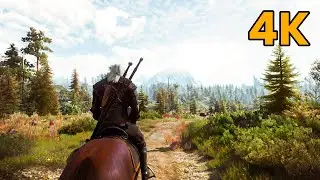 Relaxing Ambient Horse Ride - Witcher 3 | 4K Ultra Graphics | No Music | ASMR