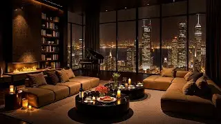 Elegant Night Jazz for Sleep, Calm 🌃 Cozy NYC Apartment with Tender Jazz Saxophone & Rain Sounds