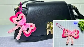 Bow 🎀 Fuzzy Wire Keychain Making - Pipe Cleaner Keychain