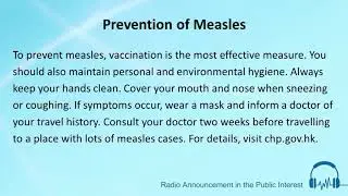 Prevention of Measles