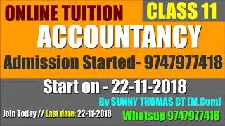 Class 11 Accountancy Online tuition Admission Open