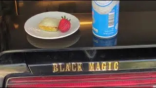 Freshly Baked White Cake Brownie Bite size &ndash; Topped with Whipped Cream & Strawberries!