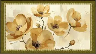 Serene Floral Art | Gold Frame TV Screensaver Vintage Painting Wallpaper