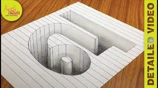 Draw a Hindi Letter DHA (ढ) Hole in Line Paper - Draw 3D DHA - Easy Trick Art ढ