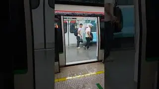 Heavy rain pouring into East-West Line R151 MRT train