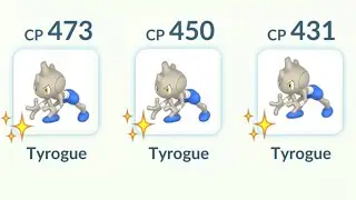 using Triple ✨ SHINY TYROGUE in Pokemon GO.