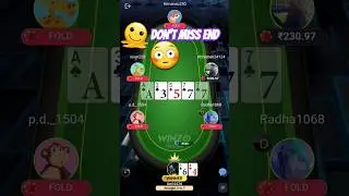 Nice game 🎮 👏 🫠🥰😘#poker #onlineearning #onlinepoker #winzo #mpl #bigcash #pokerwithram #card