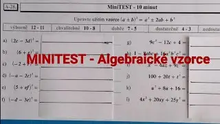 Minitest, algebraické vzorce