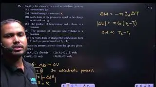 Identify the characteristics of an adiabatic process in a monoatomic gas.(A) Internal energy is cons