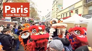 Paris France - Chinese lunar new year parade in Paris China town - 4K HDR 60 fps