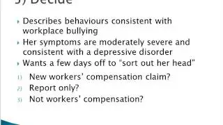 Patients presenting with a workplace related psychological injury – the initial consultation