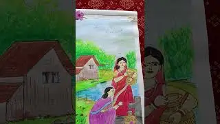 #Art #drawing #village #woman#watercolour#house #Water#flowers #bengali#tree#india #newsong 🌸🌷&hearts;️😊&hearts;️