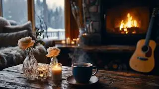 Gentle Guitar for Sleep | Cozy Fireplace Night & Soft Coffee Ambience (2 Hours)