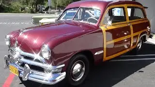 1950 Ford Custom woody wagon test drive at Laguna Classic Cars, Laguna Beach, Ca