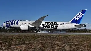 All Nippon Airways 'R2-D2 Jet' [JA873A] Landing and Taxi at LAX