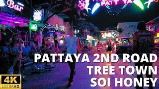 Ночная прогулка 4K UHD | Паттайя, 2-я улица &ndash; Три Таун &ndash; Сои Хани | Таиланд