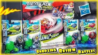 BEYBLADE BURST TURBO vs SUPER Z/CHO-Z Beys in the Hasbro RAIL RUSH SlingShock Stadium! Beyblade TOYS