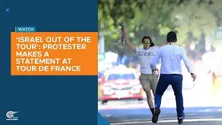 &lsquo;Israel Out of the Tour': Protester makes a statement at Tour de France