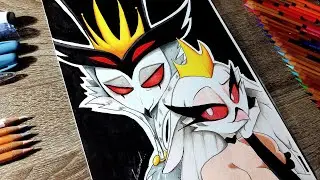 Адский босс Столас и Стелла. Hazbin Hotel. Helluva Boss Stolas and Stella. Рисунок. Speed drawing.