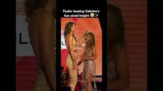 Taylor Swift playfully trolling Sabrina Carpenter&rsquo;s short height 😂💖#sabrinacarpenter #taylorswift